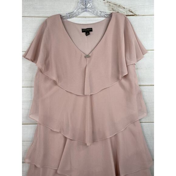 Ignite Evenings Women's Size 14 Dress Mother of the Bride Pink Tiered Chiffon - Picture 2 of 9